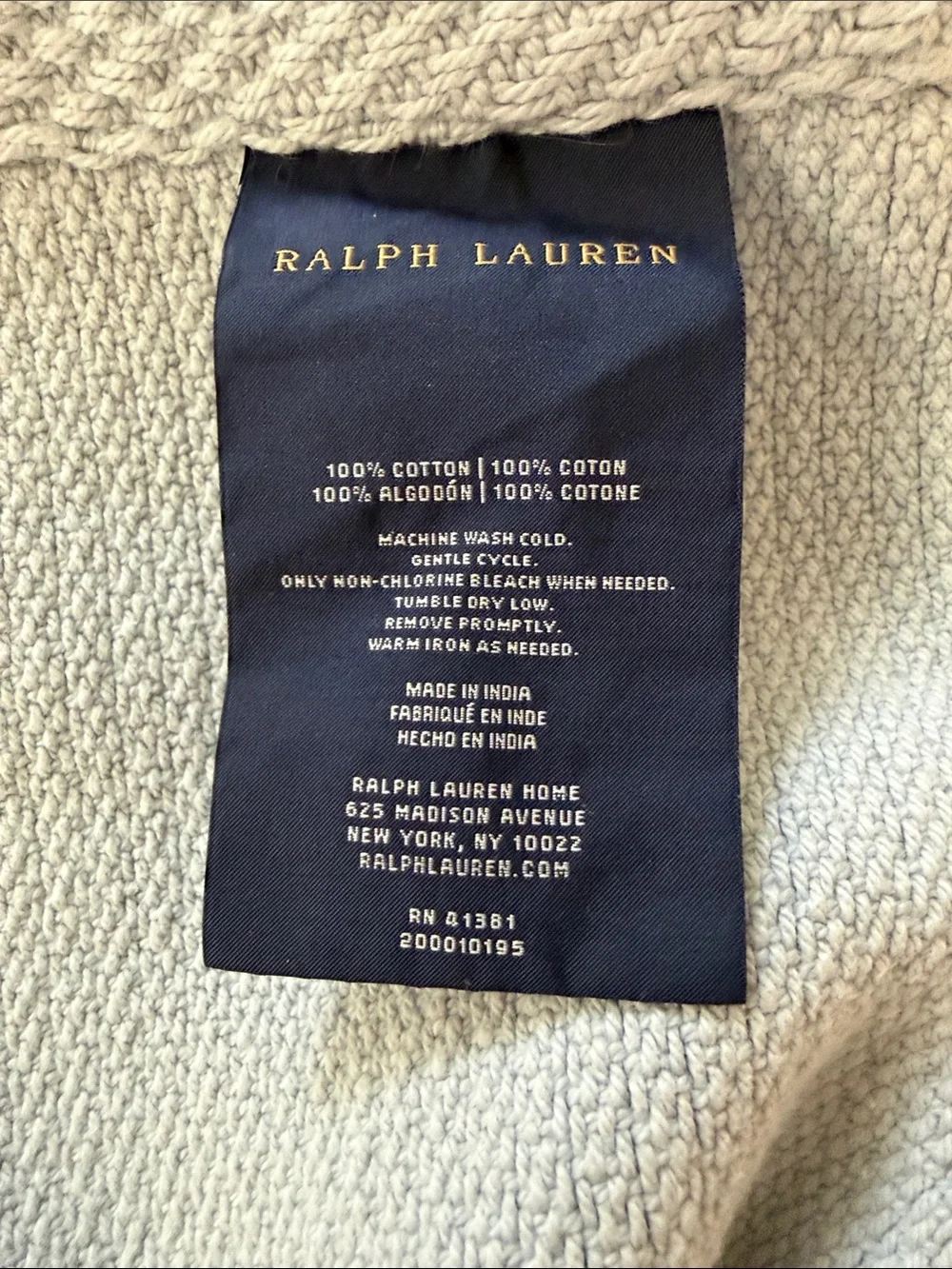 Ralph Lauren  Eggshell Blue Luxury Coverlet Blanket